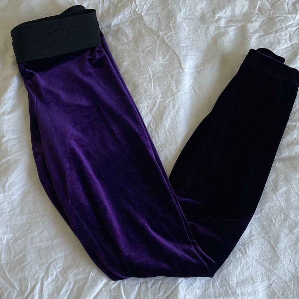 BCBGMaxAzria Velvet Leggings - Purple and Black